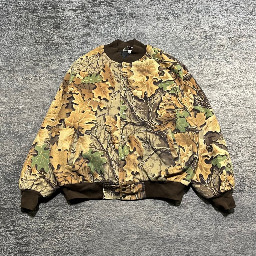 Vintage 90s West Ark Snap‎ Button Camo Bomber Jacket Mens XXL Realtree USA